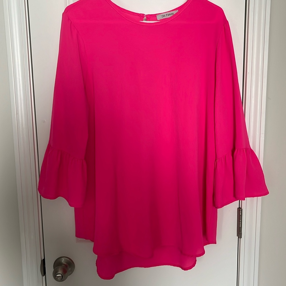 Bell Sleeve Top, Pink, Large